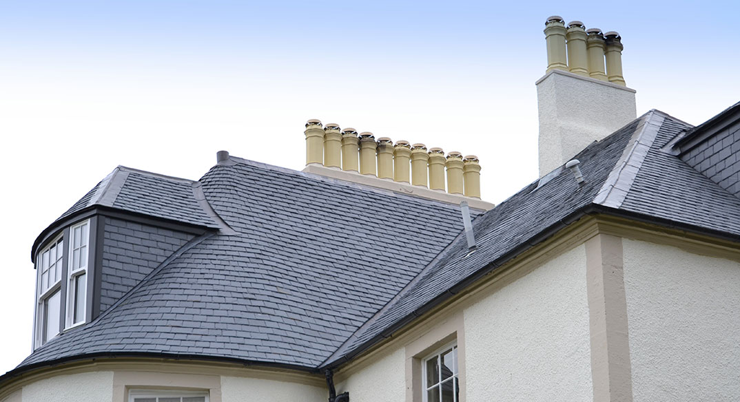 Underwood House - close up of turret and dormer slating